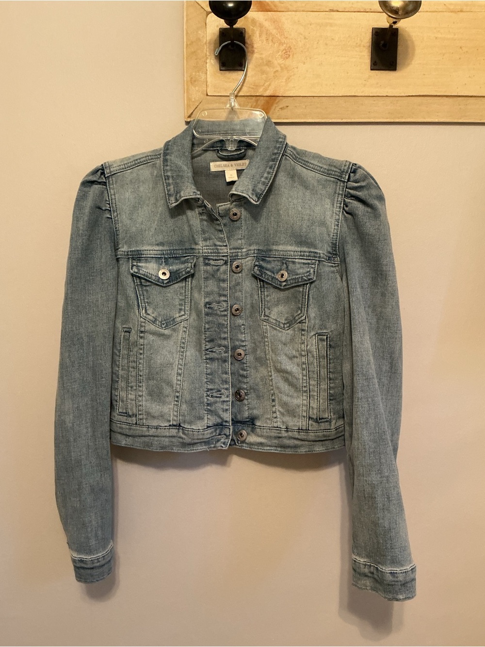 Chelsea & Violet Puff Shoulder Denim Jacket, Women's Small